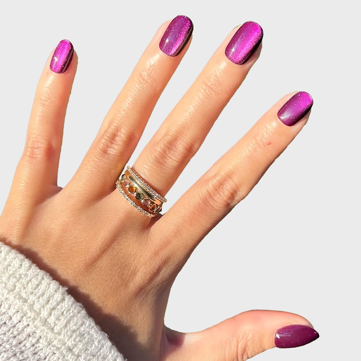 Olive & June Instant Mani Press On Nails (Glue) | Mulberry | XS, Round 42 Fake Nails, 21 Sizes Non-Toxic, Long-Lasting Recycled Materials Realistic Look | Plaza Velvet