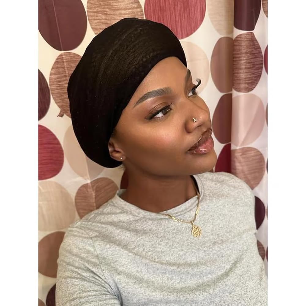 Hairweave Sleeve for Locs,Hair Weave Sleeve for Locs with Drawstring,Fashionable Design - Haircare for Wig,Extra Long Wig Breathable Stretchy with Elastic for Bun Faux Hair,For Black Women(Black)(Blac