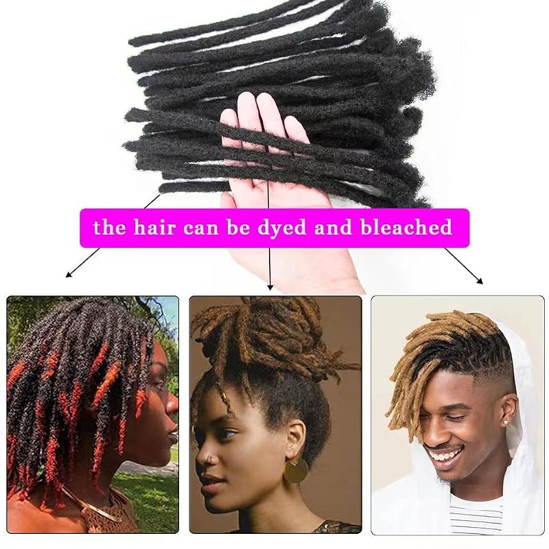 Human Hair Dreadlock Extensions 12 Inch 10 Strands Natural Black Full Head