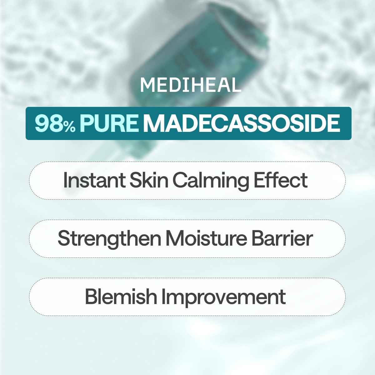 Mediheal Madecassoside Essential Sheet Mask Blemish Repair 10 pcs. 98% Purity Madecassoside & Hyaluronic Acid Included. Enhancing Moisture Barrier & Skin Texture Care. Vegan Formula Sheet Mask