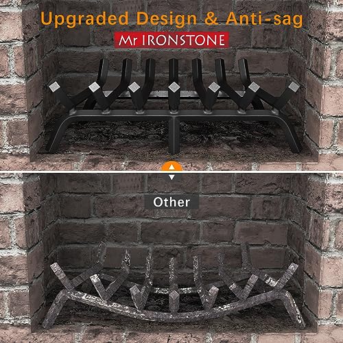 30-Inch Fireplace Grate Solid Steel Heavy Duty Log Holder for Indoor & Outdoor Fires