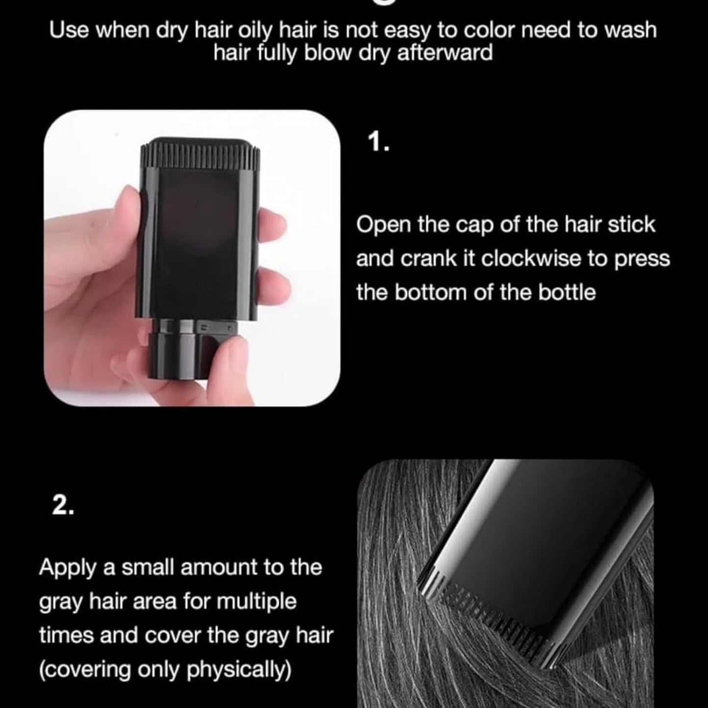Bosuyo Ultimate Hair Dye Comb,Cautiecimal Portable Hair Dye Comb for Gray Hair Coverage, Portable Hair Color Touch-Up 𝐒𝐭𝐢𝐜𝐤 With Comb (2pcs * Black)