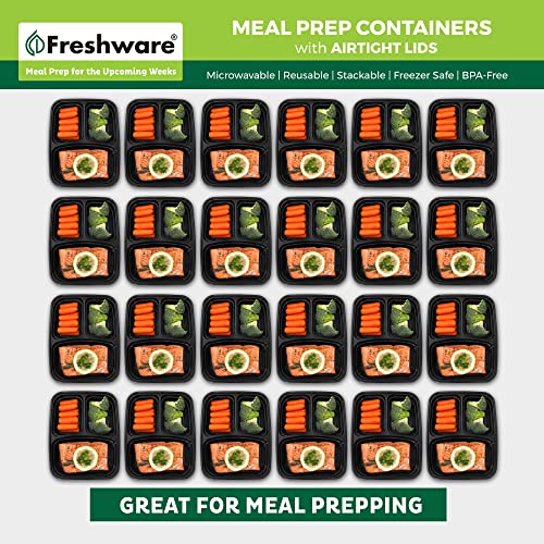 24 oz Meal Prep Containers 150 Pack with 3 Compartments BPA Free Stackable