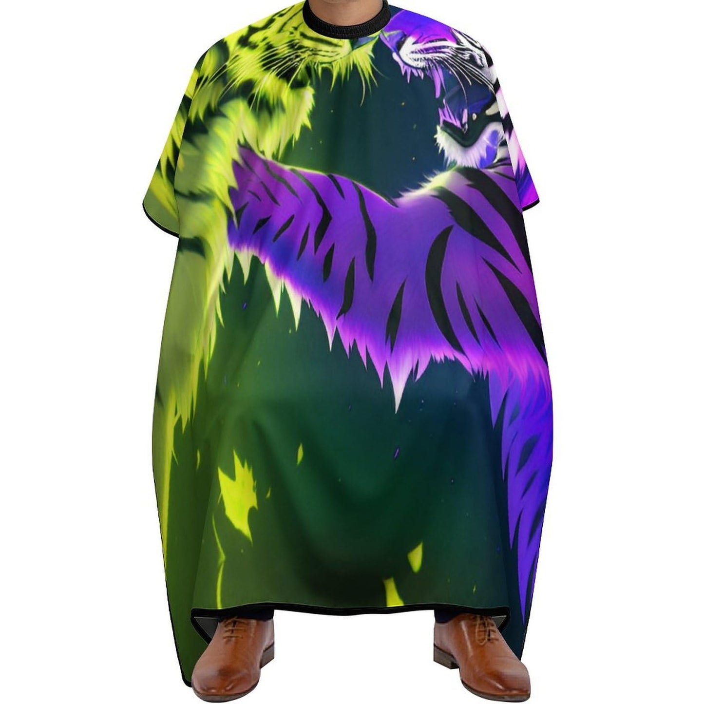 Large Long Salon Gown Cape - Haircut Cloth Apron Cape Ice and Fire Tiger Art Haircut Cloth Wrap Protector for Home Stylists