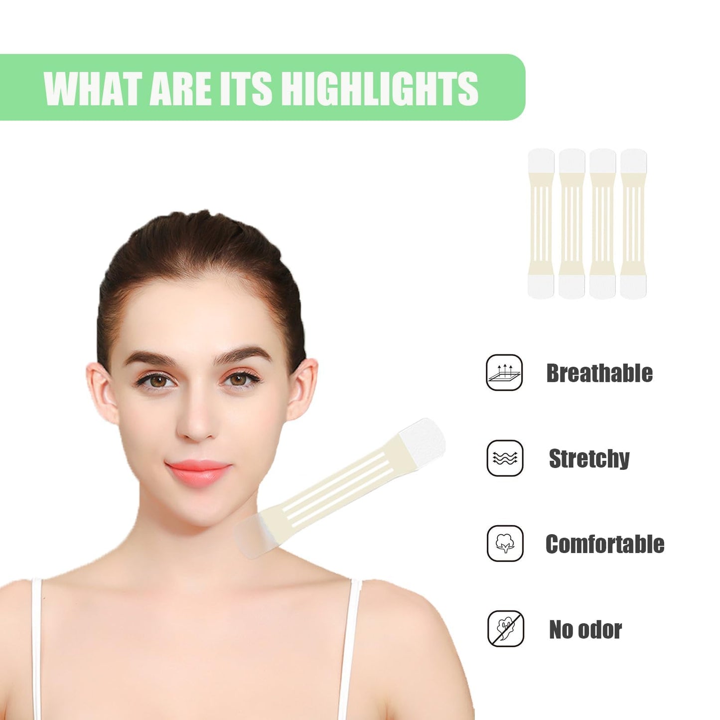 Edskyscraper Neck Tape, 40/120 PCS Neck Tape Lift Turkey Neck, Face Lifting Tape Invisible, For Lifting Loose Sagging Skin, Eye, Cheek, Double Chin, For Women Behind Neck (A(80Patches))