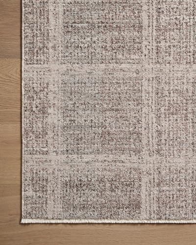 Loloi Ember Rose Area Rug - Fog / Dove / 5'3" x 7'6" Flatweave Neutral Plaid