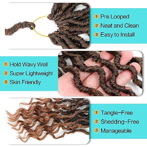 Karida Goddess Locs Crochet Hair 14 Inch T30# - 8 Packs Faux Locs with Curly Ends, Pre Looped for Black Women