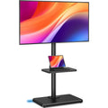Floor TV Stand with Mount for 26-60 inch TVs Up to 77 lbs - Height Adjustable Swivel Tilt with Wood Base & Shelf, Black (Variation: Black+Floor TV Stand with Shelf)