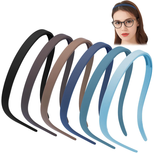 6Pcs Headbands for Glasses Wearers No Pressure No Headache Square Sunglasses Headband for Women Comfortable Thin Hairbands for Women, Plastic Hairbands with Teeth Non Slip Fashion