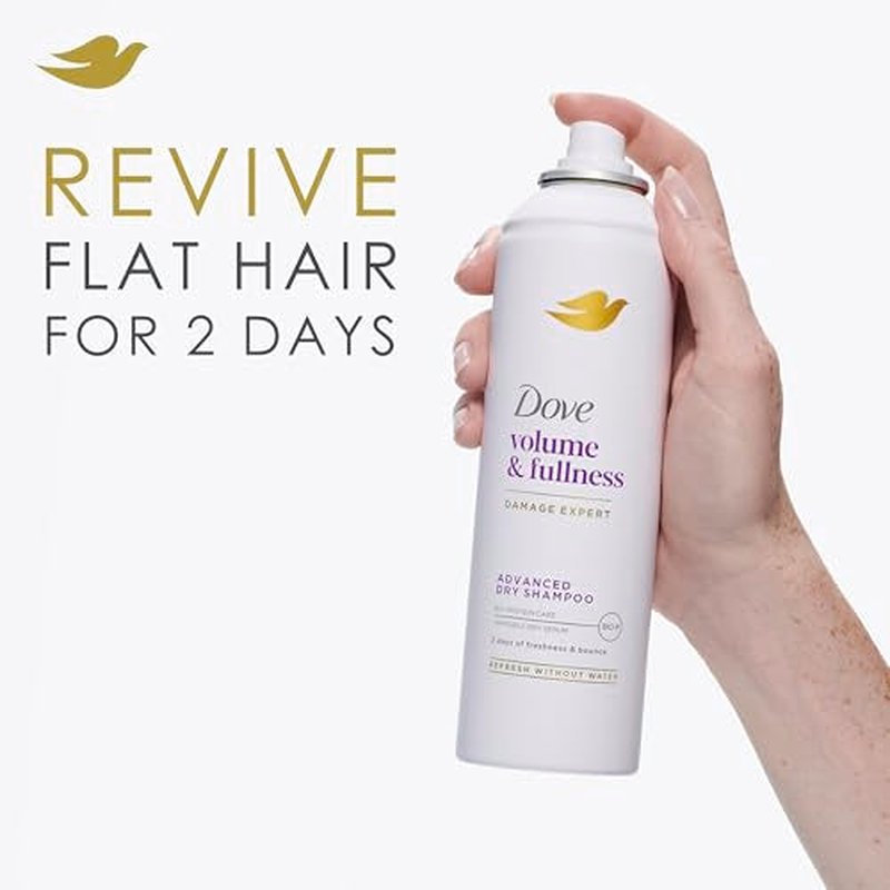 Dove Dry Shampoo Spray, Volume & Fullness, Absorbs Oil to Refresh Hair Without Washing, 5 oz (2-Pack)