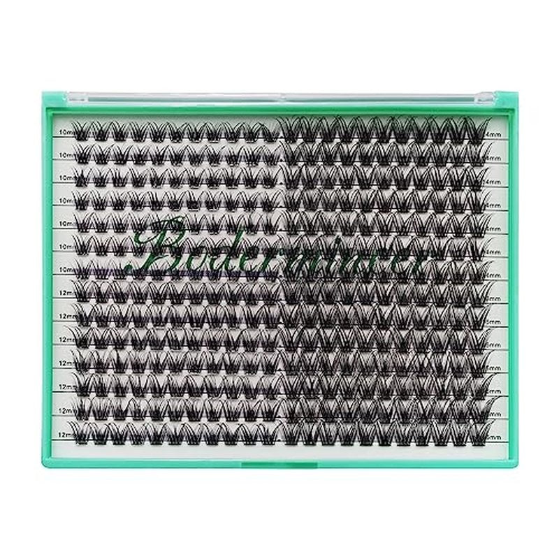 Bodermincer 308pcs XXXL Tray D Curl Cluster Lashes 10-12-14-16mm Mixed Length DIY Eyelashes Extension at Home (10-12-14-16mm Mixed)