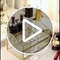 5-Compartment Glass Makeup Brush Organizer Jewelry Display Box - Nordic Style