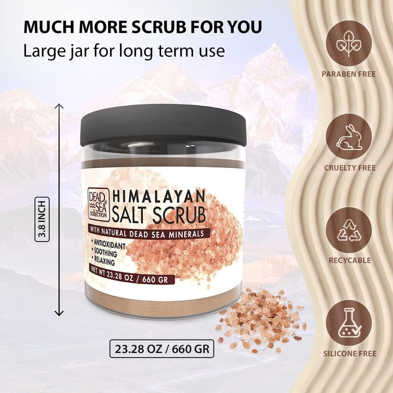 Himalayan Salt Body Scrub - Exfoliating Moisturizing Dead Sea Minerals 23.3 Oz - Dead Sea Collection