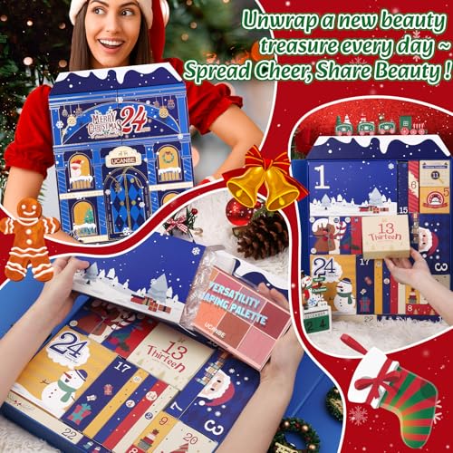 UCANBE Luxury Makeup Advent Calendar 2025, 24 Days Christmas Makeup Gift Set for Adult Women & Teen Girls, 2025 Xmas Beauty & Cosmetic Countdown Calendar Holiday Surprise Limited-Edition Make Up Gifts Kit