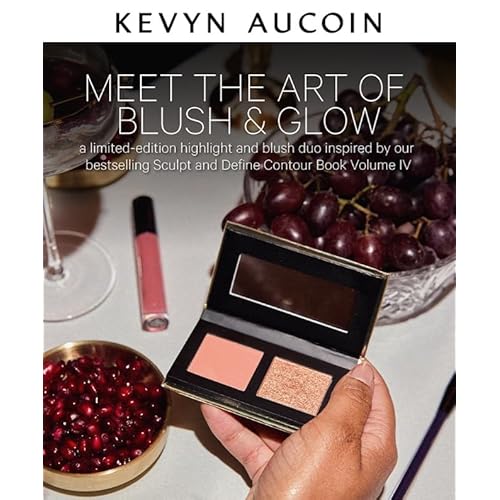 Kevyn Aucoin The Art of Blush & Glow, PINK: Sculpt & define makeup compact DUO palette with a pink-toned matte blush (Azalea) plus a champagne colored Highlighter (Star Gaze). Universally flattering.