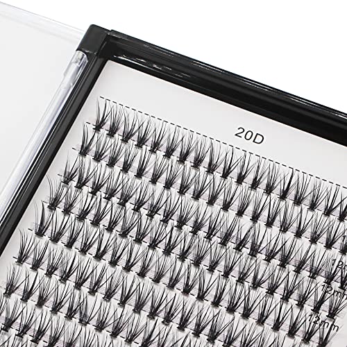Bodermincer 20D Lash Clusters Wispy Eyelash Clusters 240pcs D Curl (20D-D Curl-12mm)