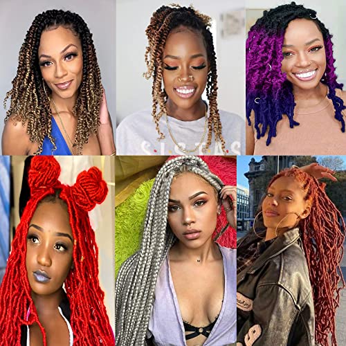 Ombre Blue Afro Twist Hair 16 Inch for Soft Locs - Pack of 8