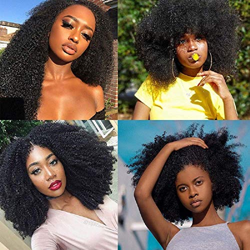 Afro Kinky Curly Hair Bundles 14 Inch Natural Color - Mongolian Human Hair with Variation Afro Curly Black