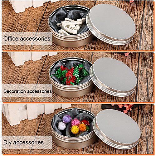 TecUnite 24 Pcs 4 oz Metal Tin Cans Aluminum Round Tin Containers Empty Cans with Screw Lid for Candle Storage Cosmetic Sample Travel Salve Cream