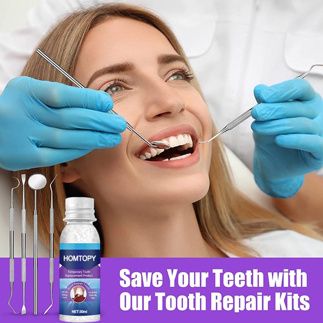 Tooth Provisional Teeth Kit, DIY Heat Fit Beads for Replacing Missing & Broken Teeth, Provisional Restoration & Denture Replacement