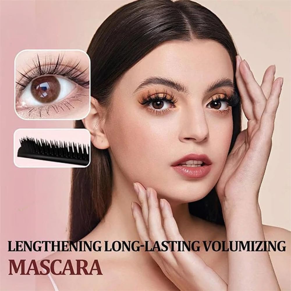 Yamlo Eme Mascara, Lengthening and Curling Mascara, Black & Brown Duo For Lash Makeup, Waterproof & Sweatproof Long Lasting Non-Smudged (2Pcs Black)