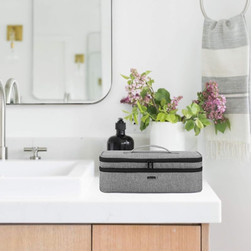 Teamoy Gray 2-Layer Travel Hair Dryer Storage Bag – Large Capacity