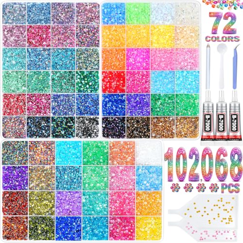 72 Colors Rhinestone Bedazzling Kit with Glue and Tools - DIY Craft Embellishments