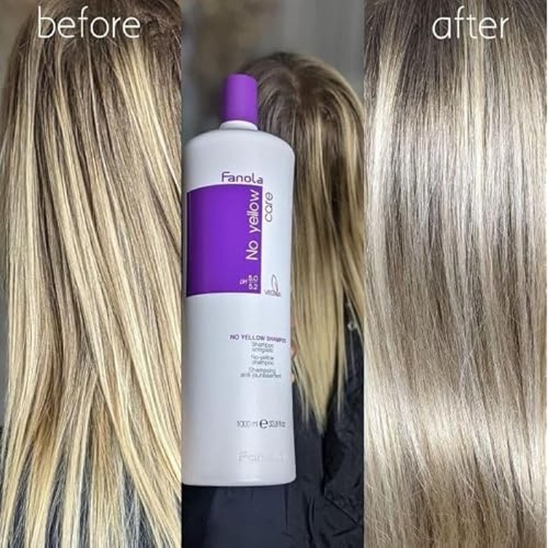 Fanola No Yellow Purple Shampoo - Purple Color Depositing Shampoo for Blondes, Bleached & Grey Hair - Formulated with Violet Pigment to Remove Brassy Tones from Hair (33.8 Fl oz)