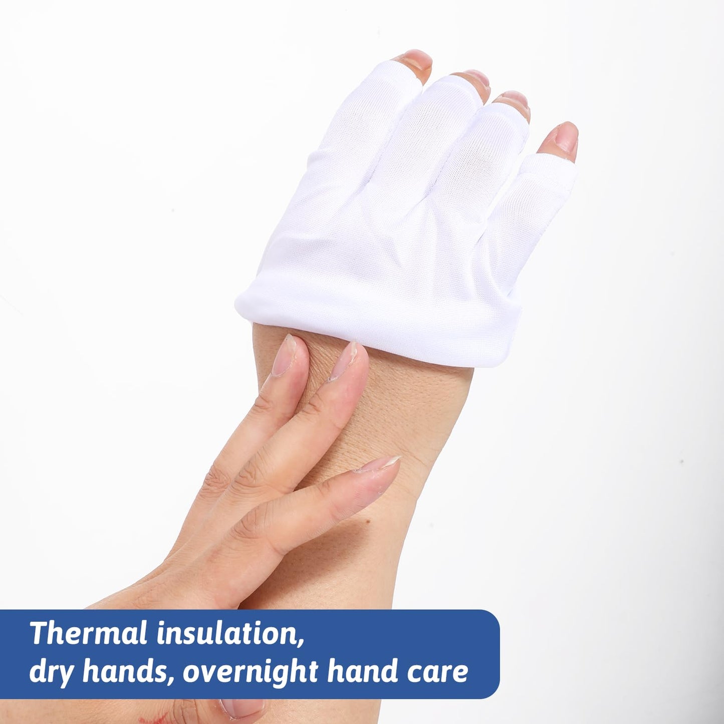 8 Pairs Fingerless Cotton Gloves for Women White Moisturizing Gloves for Sleeping Overnight Thin Moisturizer Glove for Men Women