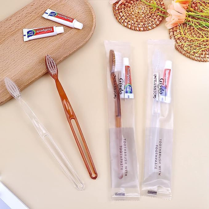 200 Pack Disposable Toothbrushes with Mini Toothpaste - Travel & Hotel Kit - Gisdo Variation of THIS listing