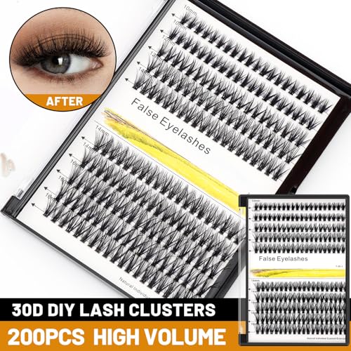 ¡æVAYATOR False Eyelashes Kit 7D/10D/20D/30D/40D/50D 200pcs D Curl 10-18mm Mixed Mink Eyelashes Extension Natural Faux Eyelashes Individual Lashes Makeup Tools (30D-14mm-16mm Mixed)