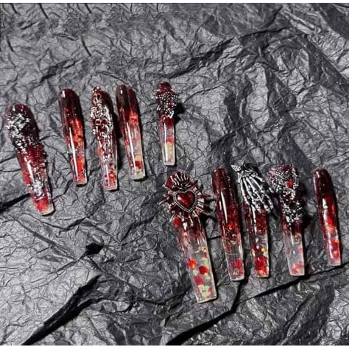 Press on Nails Handmade Nails Cornflower Winks Cute Manual Fake Nails for Women Party Holiday Photo Size M