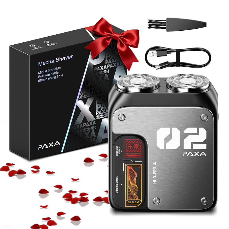 PAXA Gray Mini Electric Shaver for Men, Portable Rotary Razor, Waterproof & Fast Charging