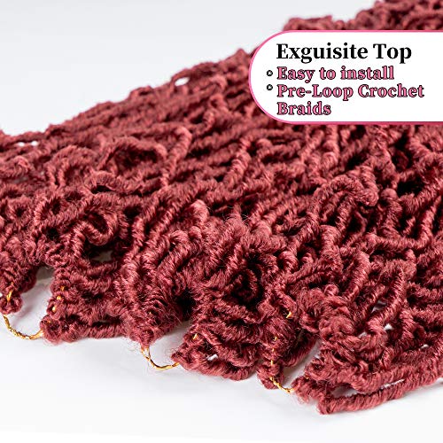 FALEMEI 36 Inch Burgundy Faux Locs Crochet Hair Extensions Pack of 6 - Soft, Pre-Looped, Lightweight, Full Head Ready