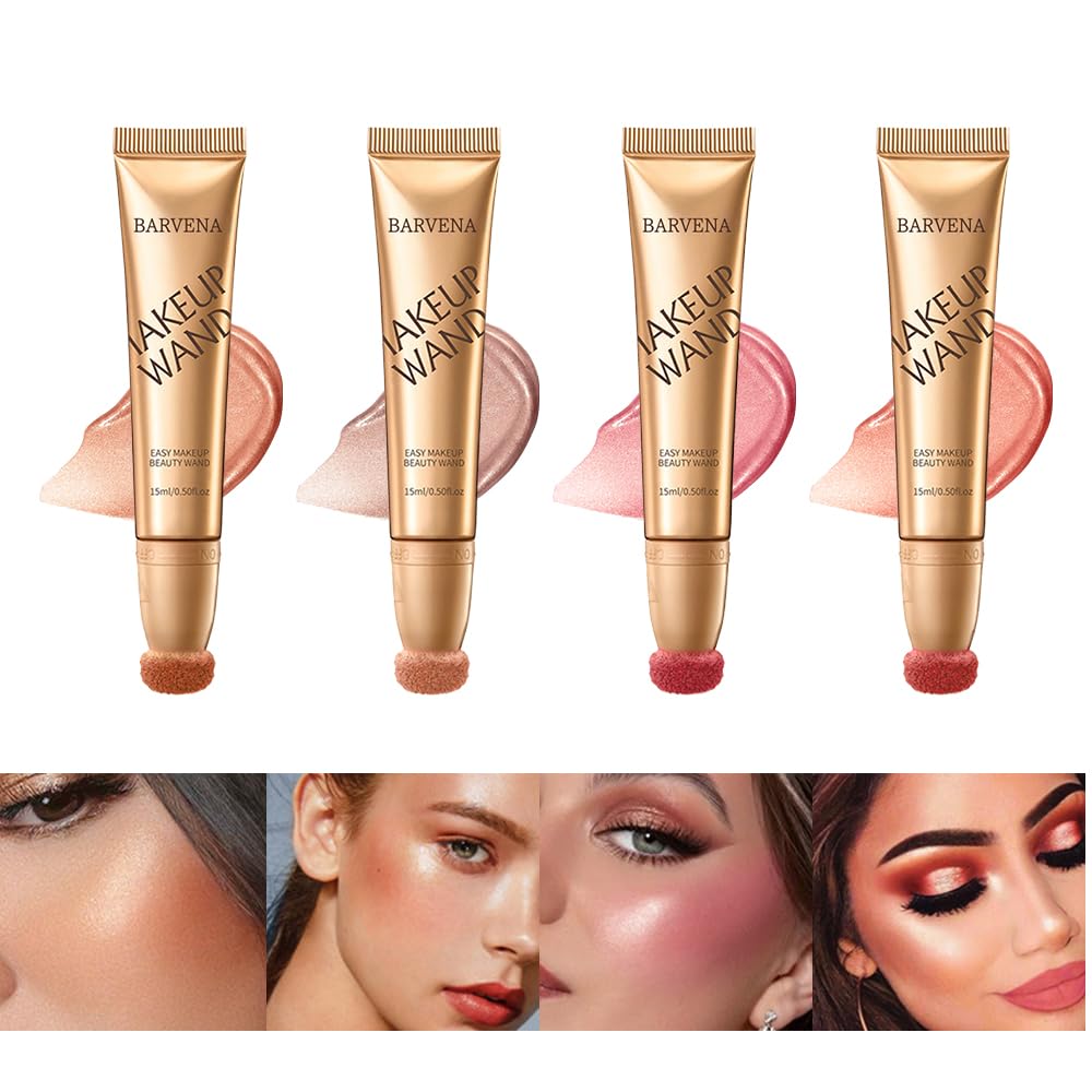 BARVENA Liquid Highlighter Wand，Liquid Highlighter Makeup Wand For Luminous, Glowing Skin, Buildable Formula, Vegan & Cruelty-Free Highlighter stick (Rose Ember)