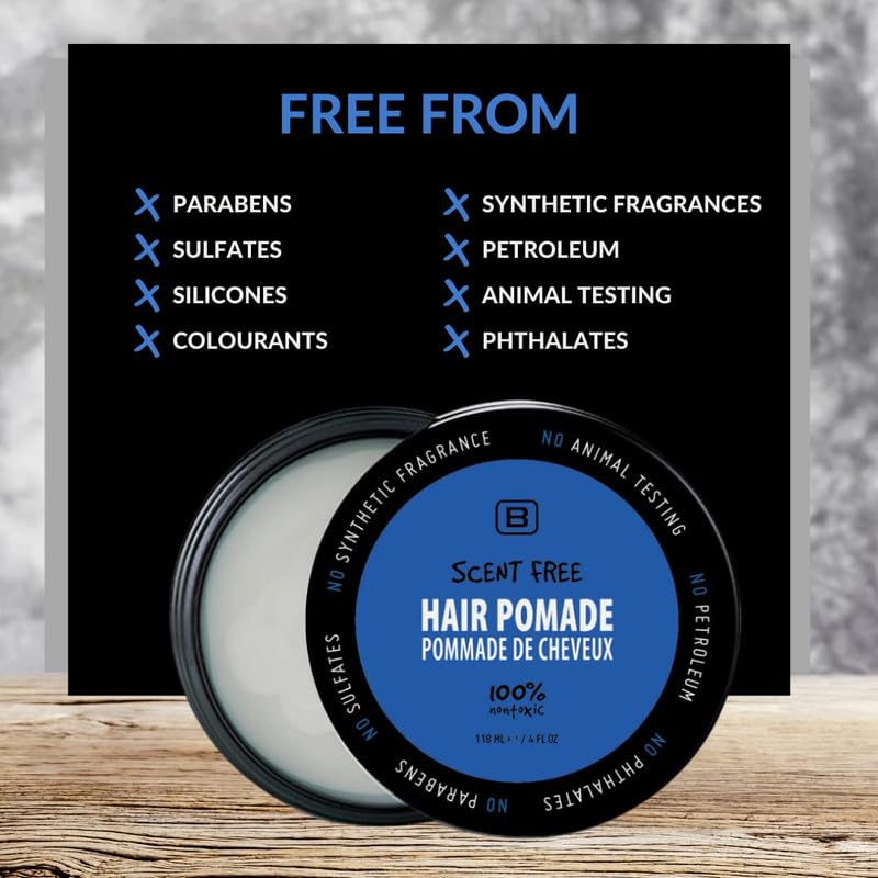Vegan Medium Hold Water-Based Hair Pomade – All Natural, Flake-Free, All Day Style