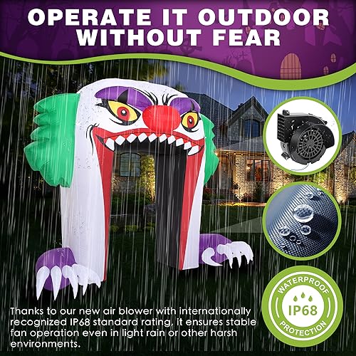 10 FT Halloween Inflatable Clown Archway - Green Outdoor Decorations