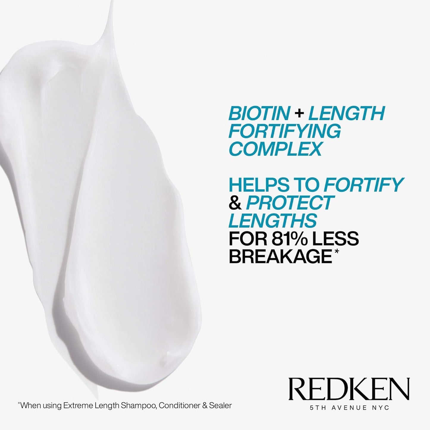 Redken Extreme Length Conditioner For Damaged Hair - Fortifies, Strengthens and Conditions Hair, Infused With Biotin & Castor Oil For Hair Growth, 10.1 Fl Oz
