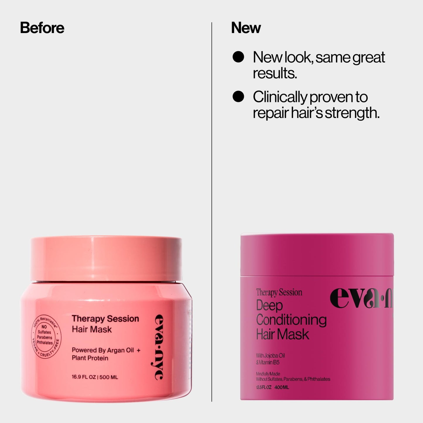 Eva NYC Therapy Session Deep Conditioning Hair Mask with Jojoba Oil + Argan Oil - Hydrate, Soften - Repair Hair Strength + Restore Damage - Sulfate Free - Warm Vanilla Scent - 13.5 fl oz