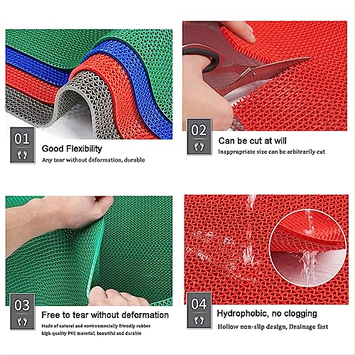 WLWLEO 236'' x 35.4'' Heavy Duty Non Slip Drainage Floor Mat for Wet Areas, Gray (0.9x6M, 0.2'' Thick)