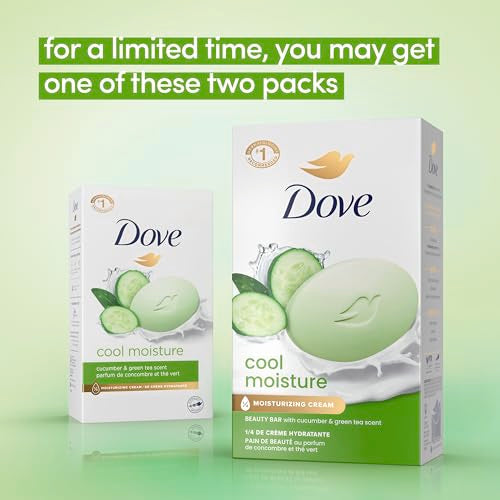 Dove Cool Moisture Beauty Bar Soap 3.75 oz Pack of 16 – Cucumber & Green Tea Scent