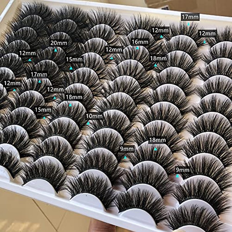 Gmagictobo False Eyelashes 30 Pairs Pack Faux Mink Lashes 20MM Long Dramatic 6 Styles Mixed 5D Medium Volume Thick Fake Eyelashes Soft Crossed Makeup Eye Lashes