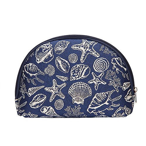 Travel Makeup Bag with Sea Shell Tapestry - Compact Toiletry Organizer for Women - One Size