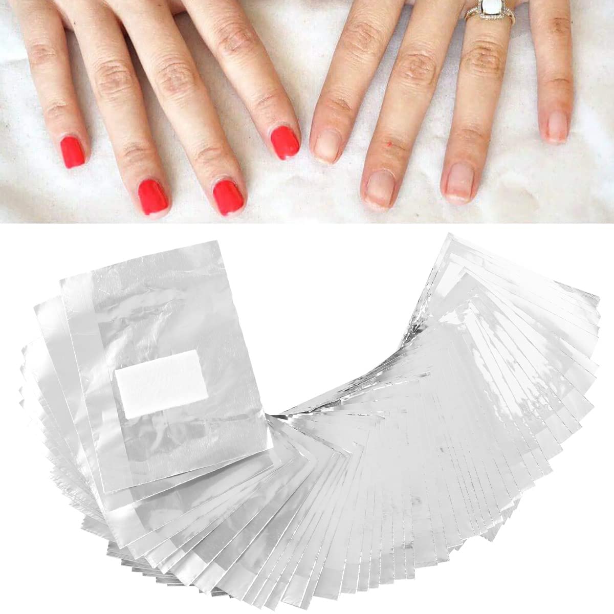 1000Pcs Nail Polish Remover Nail Polish Foil Wraps, Nail Wraps Remover with Cotton Pad,Gel Nail Polish Remover Foil Wrap,Tin Foil Nail Wrap Gel Polish Removal Tool Kit (1000PCS)