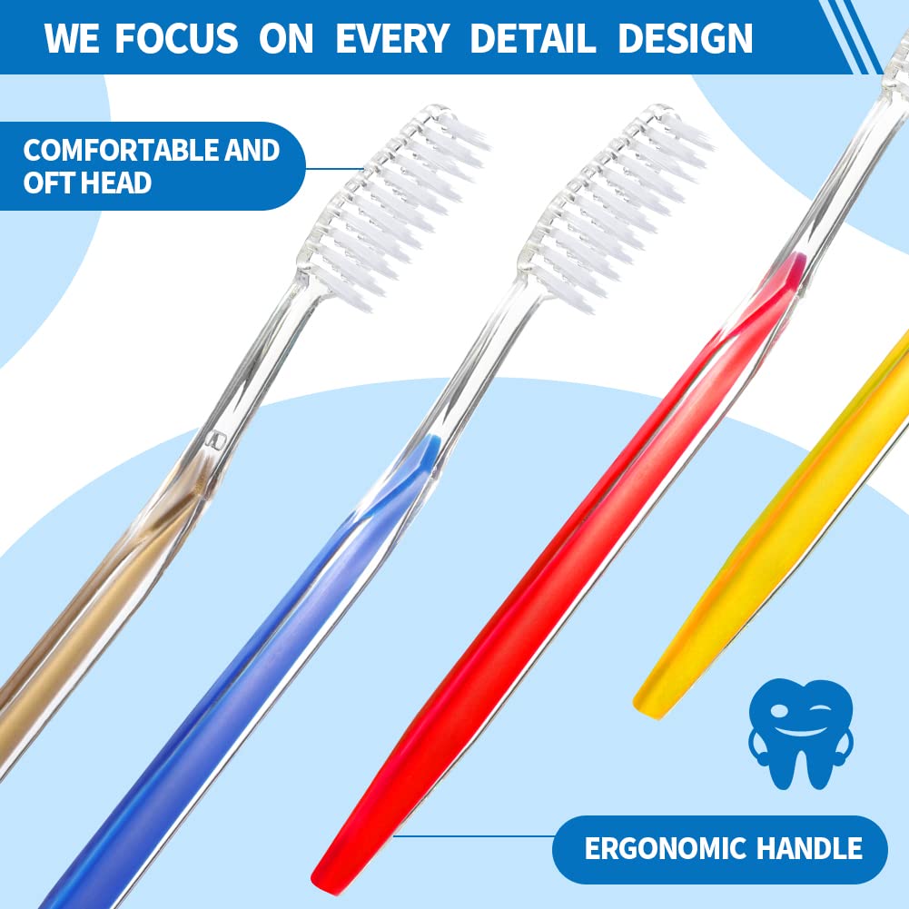 YOUKE OLA 200 Disposable Toothbrushes Individually Packaged Multi Color Pack Affordable Bulk Pack of Disposable Manual Tooth Brush Perfect for Hotel, Guest, Camping, Travel, Giveaways | Medium