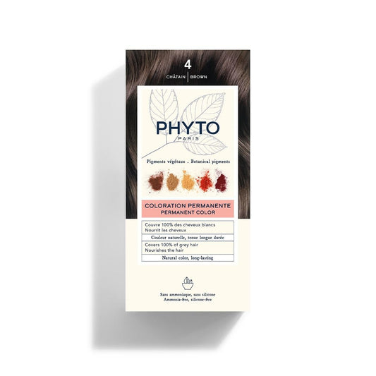 Phytocolor 4 Brown Hair Color for Women - Permanent Hair Dye with Botanical Pigments - Enriched with Jojoba & Manoi Oils, Scalp-Friendly with Jujube Extract & Epaline