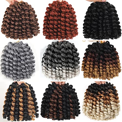 8 Inch Jamaican Bounce Crochet Hair - 5 Packs Curly Wand Curl Extensions - Variation OT1B/30