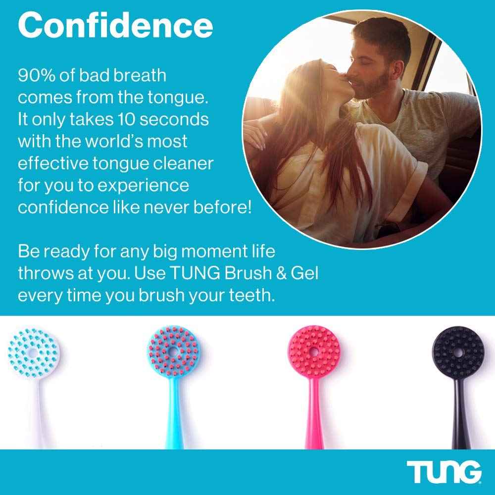 Tung Tongue Cleaning Kit, Tung Brush and Gel, Bad Breath Odor Eliminator, Halitosis Defense, USA Made (Set of 2)