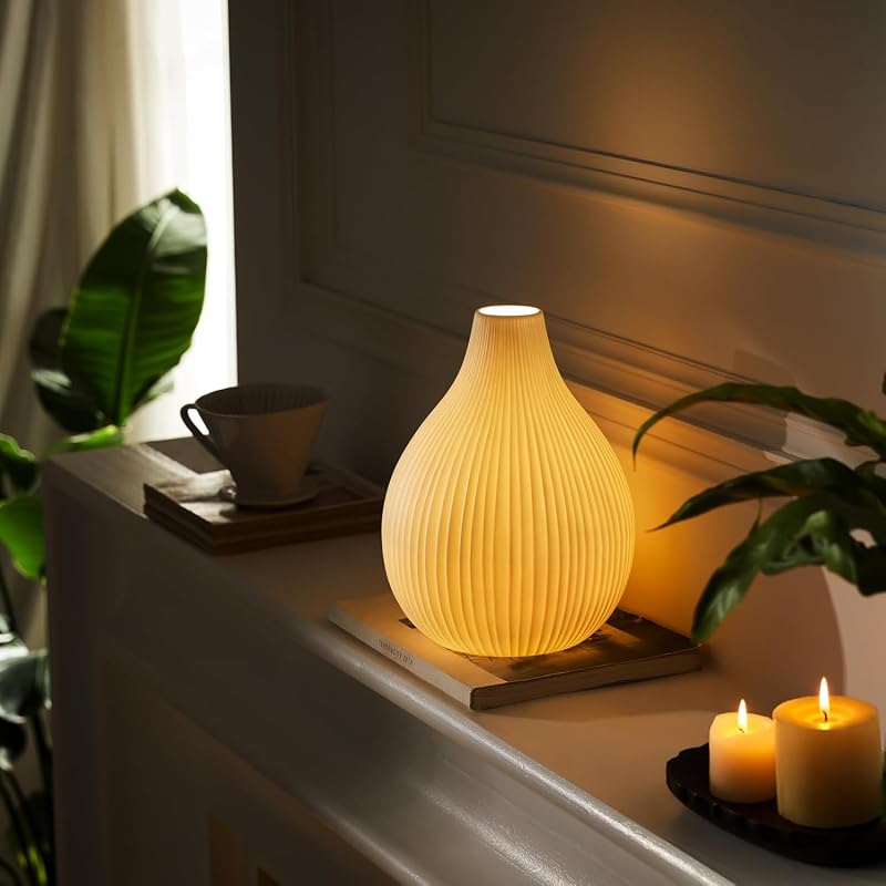 Delia Handcrafted Ceramic Table Lamp - Modern Narrow Vase Shape, Bedside & Living Room