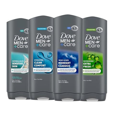 DOVE MEN + CARE Hydrating Body Wash Variety Pack - 4 x 18 fl oz